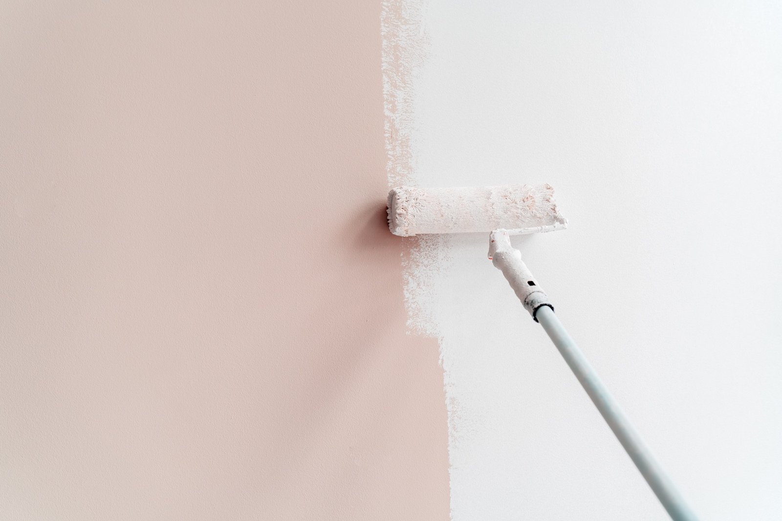 Dispersionsfarbe wird mit Rolle auf Wand aufgetragen